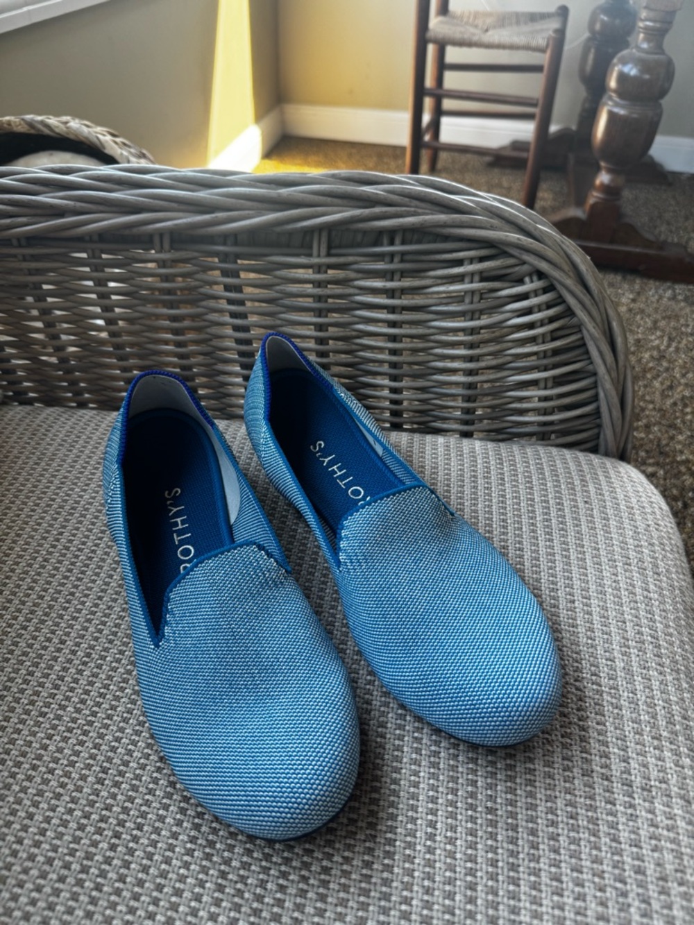 Rothy's Bright Blue Knit Slip-On Flats